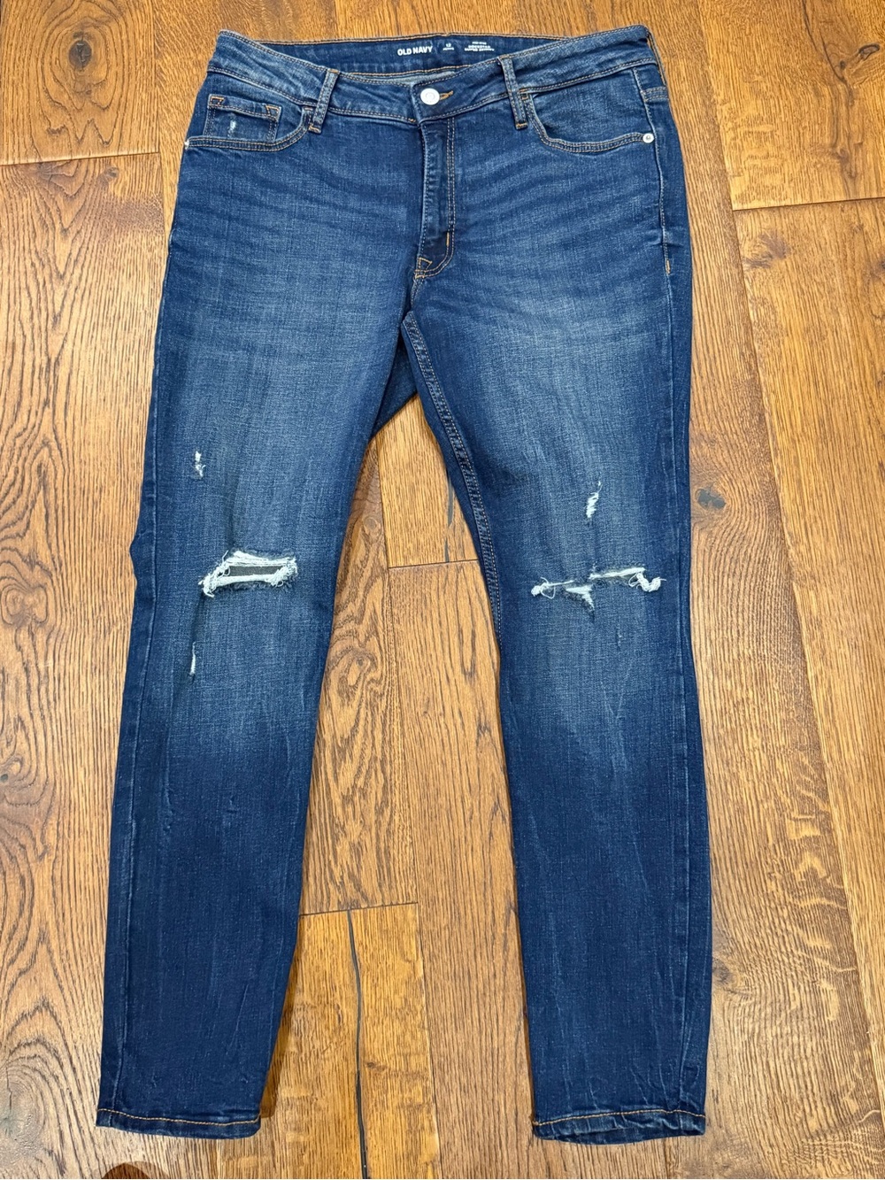 Old Navy Rockstar Super Skinny Jeans Women’s 12 Petite Medium Wash Distressed